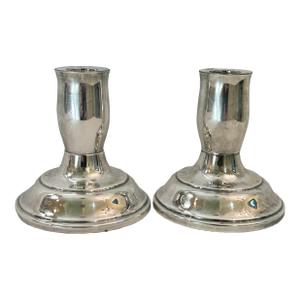 Vintage F B Rogers Paul Revere Reproduction Silver Plate Candlestick Holders - A Pair