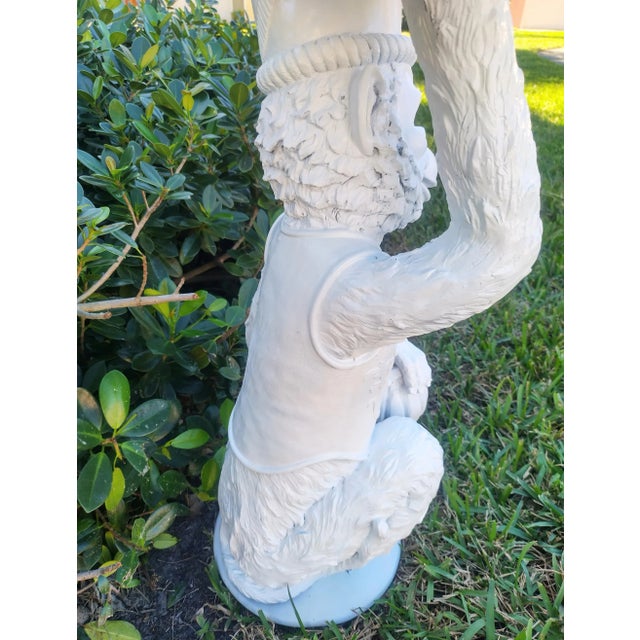 Vintage Large Monkey White Gloss Palm Beach Regency Glass Top Side Table For Sale In West Palm - Image 6 of 10