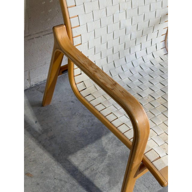 Vintage Swedish Bentwood Lounge Chair Woven Sling Seat Mid Century Modern 1970s For Sale - Image 9 of 10