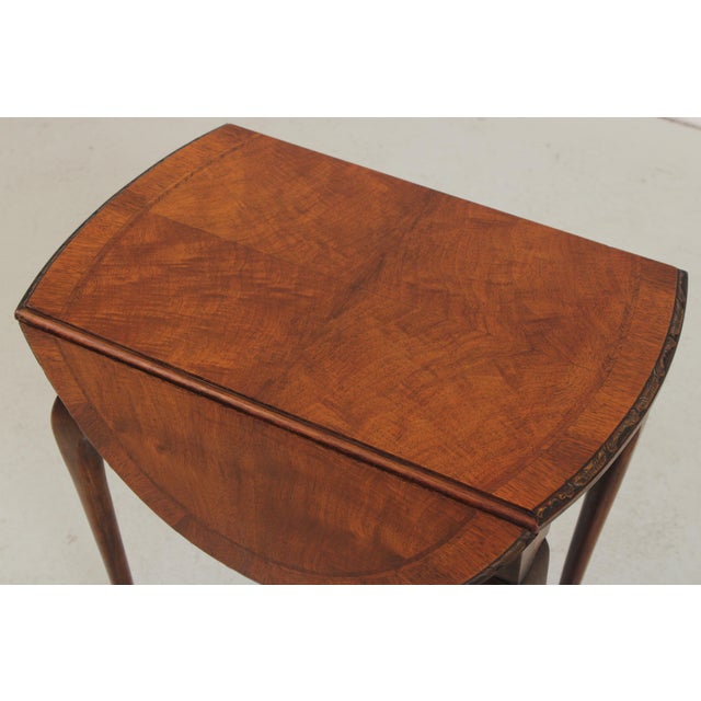 Brown Vintage Walnut Inlaid Pembroke Drop Leaf Table For Sale - Image 8 of 10