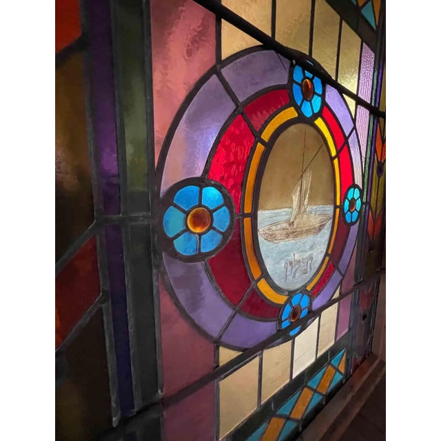 Antique Stained Glass Window Circa 1885 For Sale - Image 4 of 10