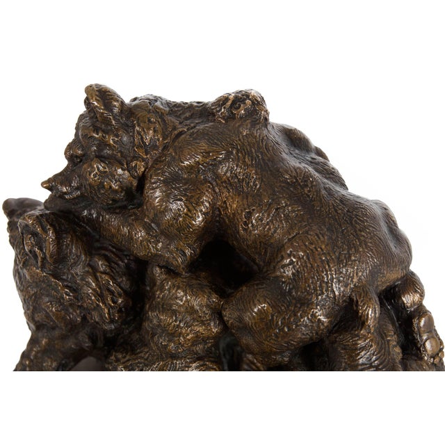 French Antique Bronze Sculpture “Family of Bears” by Delabrierre For Sale - Image 15 of 18