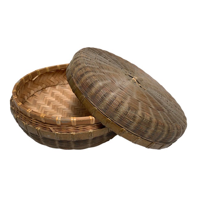 Asian Chinoiserie Decor & Storage Basket For Sale