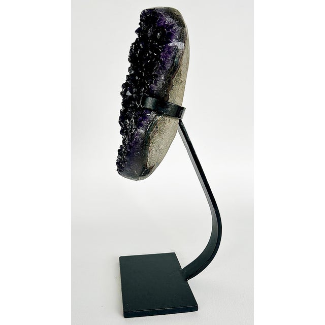 15th Century & Earlier Uruguayan Amethyst Crystal Geode on Custom Stand For Sale - Image 5 of 7