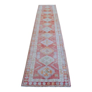 Turkish Hand-Knotted Runner Rug Hallway Decor For Sale