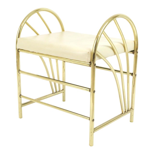 1980's Art Deco Style Gold Metal Vanity Bench Chairish