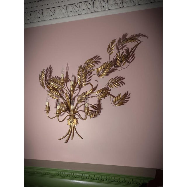 Vintage Italian Gilt-Metal Toleware Wall Sconce, 1960s For Sale - Image 4 of 9