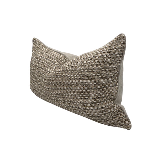 Pair of handcrafted pillows fashioned with Misia La Fleche Dor in Sépia fabric on the front and backed in a flax colored...