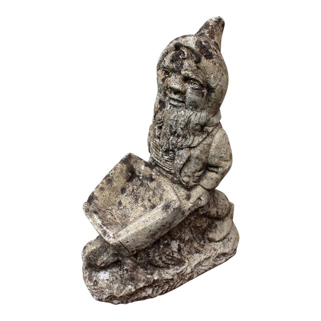 Mid-20th Century English Cast Stone Garden Gnome Planter For Sale
