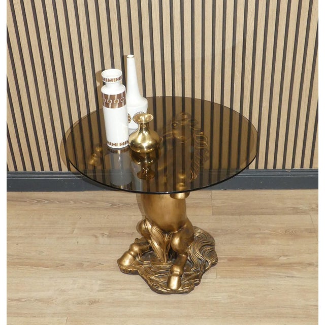 Brown Small Gilt Horse Coffee Table with Smoked Glass Top, 1970s For Sale - Image 8 of 12