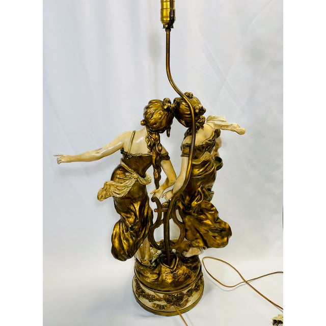 1920s Art Nouveau Signed Moreau Lamp For Sale - Image 9 of 12