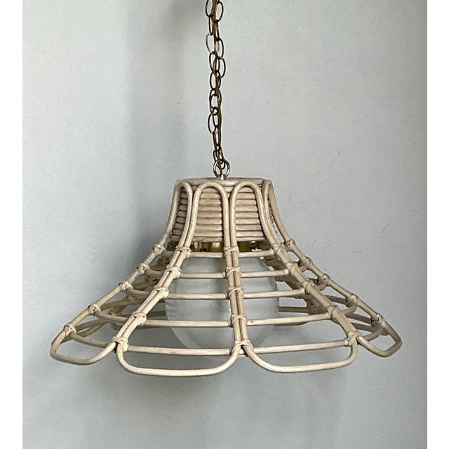 Vintage Bent Washed Rattan Chandelier For Sale In West Palm - Image 6 of 12