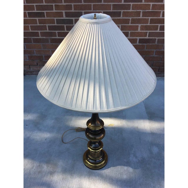 Solid Brass Bulbous Table Lamp With Shade From Westwood For Sale - Image 9 of 14