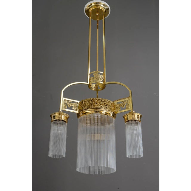 Art Nouveau Chandelier with Glass Sticks, Vienna, 1908 For Sale - Image 3 of 18