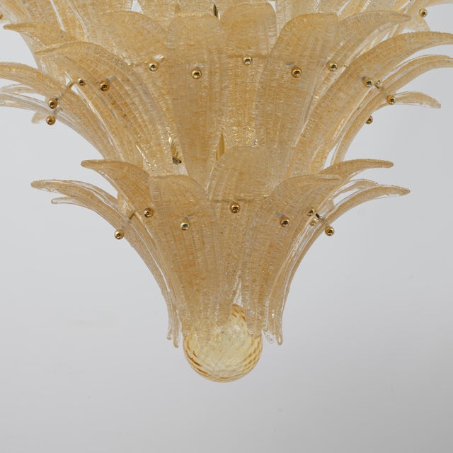 Metal Vintage Gold-Palmette Murano Glass Pendant Light, 2000 For Sale - Image 7 of 12