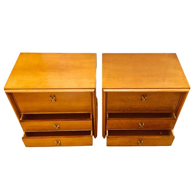 Chocolate Paul Frankl Johnson Furniture Company Bedside Tables, a Pair For Sale - Image 8 of 12