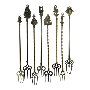 English Brass Toasting Forks - Set of 8