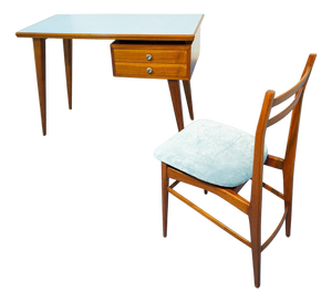 Mid-Century Italian Desk and Chair with Suspended Bookcase in the style of Gio Ponti, 1950, Set of 3