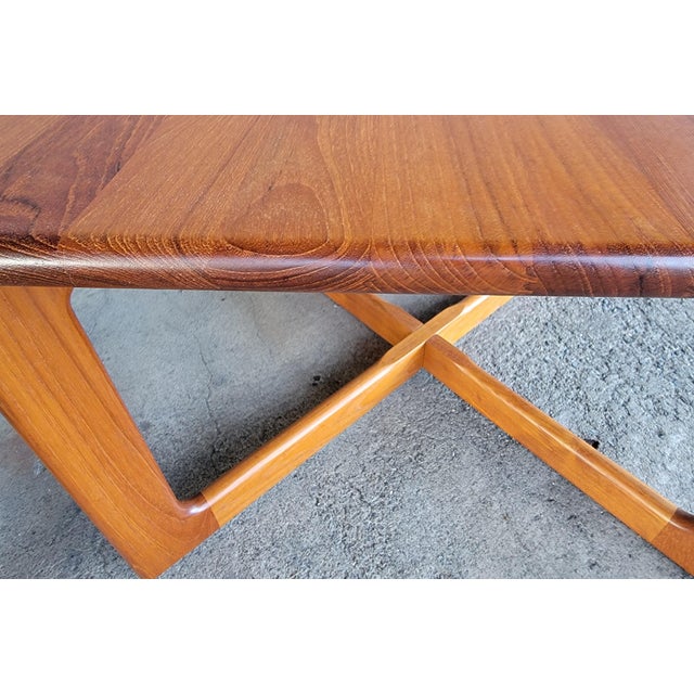 Solid Teak Danish Modern Square End or Side Tables With X Base - A Pair For Sale - Image 10 of 13