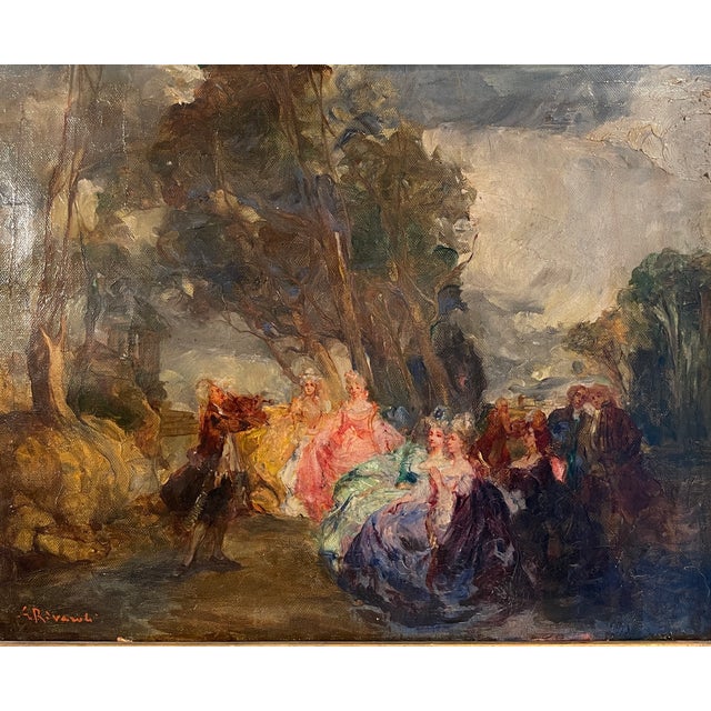 G. Rivaroli, Open-Air Concert, 19th Century, Oil on Canvas For Sale - Image 9 of 10