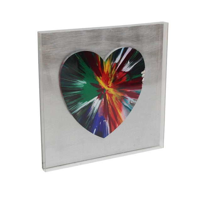 Damien hirst – heart spin painting, 2009 acrylic on paper, presented in a museum-grade acrylic case with transparent sides...
