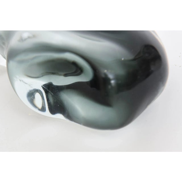 Swedish Glass Black, Gray, Clear Abstract Blob Paperweight For Sale - Image 9 of 10