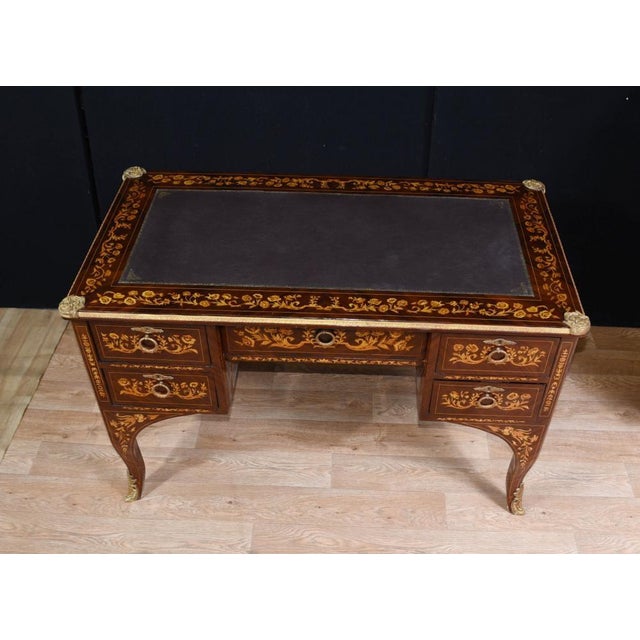 Louis XV French Desk Knee Hole Writing Table For Sale - Image 9 of 12