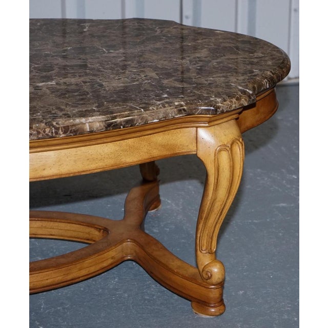 Vintage French Style Coffee Table with Faux Marble Top For Sale - Image 5 of 14