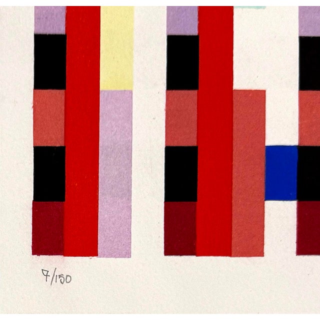 Abstract Yaacov Agam, Dalia, Rare Hand Signed Serigraph, Edition 7/150, Framed, 1971 For Sale - Image 3 of 3