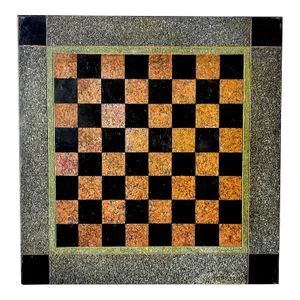 19th C American Marbleized Slate Chess Board