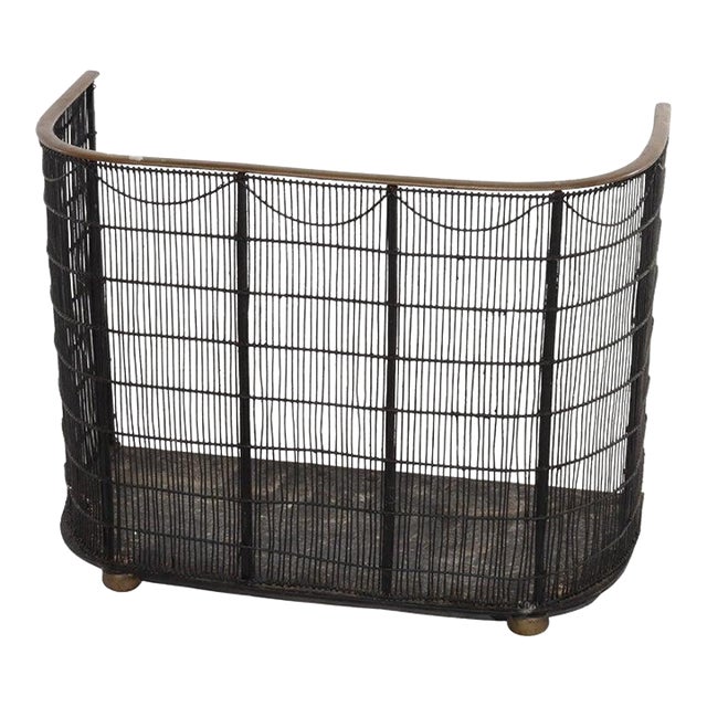 Antique Victorian Wire & Brass Fireplace Screen, Circa 1890 For Sale