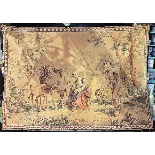 1960s French Country Scene Tapestry For Sale - Image 10 of 10