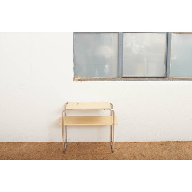 Model B12 Console Table in Chrome-Plated Tubular Steel and Beige Lacquered Plywood by Marcel Breuer for Thonet, 1928 For Sale - Image 13 of 14