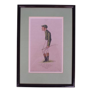 g.a. Baird Jockey Raced as Mr. Abington Derby Won 1887 Watercolour by Astor For Sale