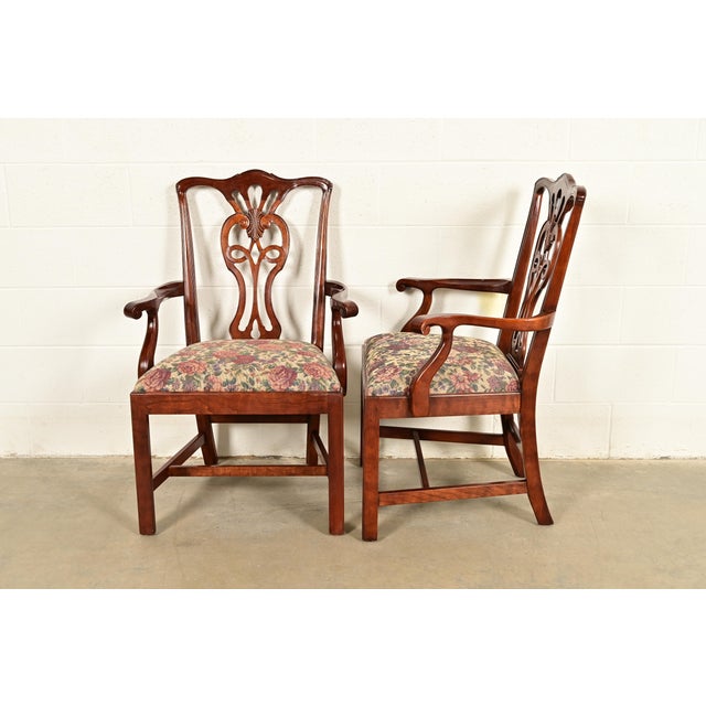 Henredon Georgian Carved Mahogany Armchairs, Pair For Sale - Image 11 of 16