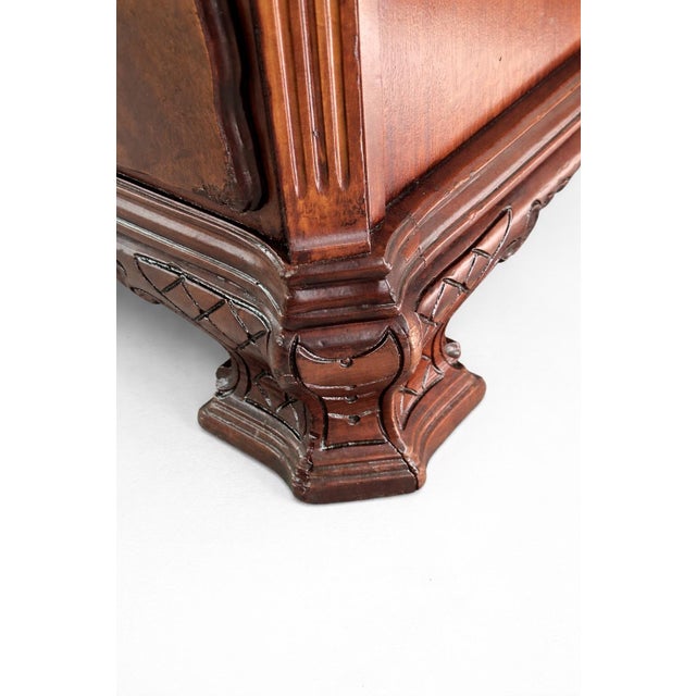 1940s Georgian Revival Flame Mahogany Dresser With Greek Key Frieze & Original Brass Hardware For Sale - Image 4 of 11