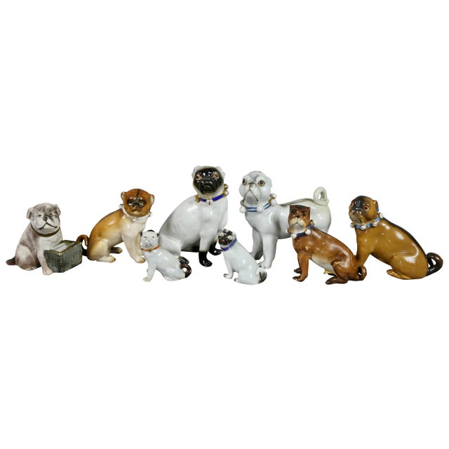 Traditional Collection of Forty Two-Pottery and Porcelain Pug Dogs For Sale - Image 3 of 13