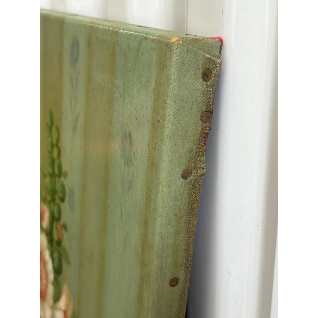 Textile Vintage Floral Topiary Oil Painting on Canvas by Fabrice De Villeneuve For Sale - Image 7 of 11