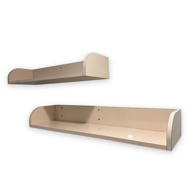 1980s Blush Pink Laminate Floating Shelves - a Pair For Sale - Image 4 of 7