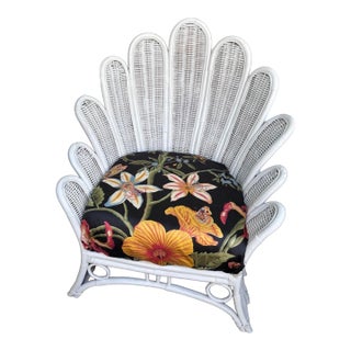 Large Vintage Palm Frond Botanical Lounge Chair For Sale