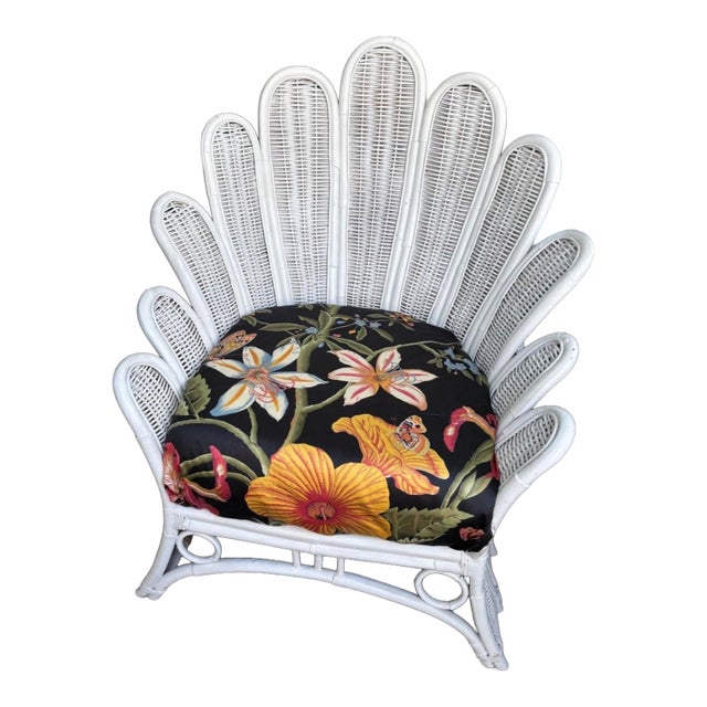 Large Vintage Palm Frond Botanical Lounge Chair For Sale