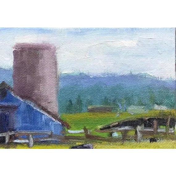 "Petaluma Blue Barn & Cow" Painting For Sale - Image 9 of 12