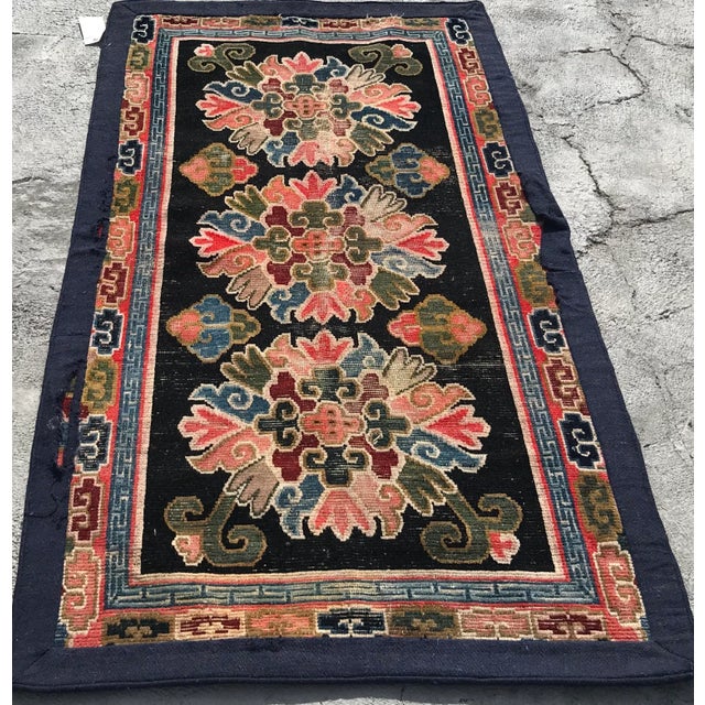 Late 19th Century Tibetan Floral Rug-2′11″ × 5′3″ For Sale - Image 9 of 13
