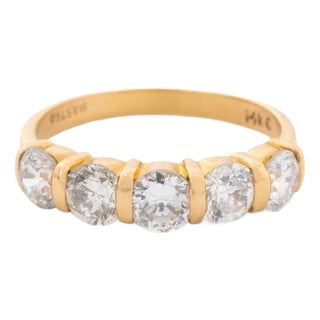 14k Yellow Gold 5-Stone Diamond Channel Ring For Sale