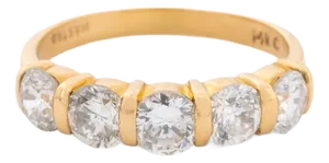 14k Yellow Gold 5-Stone Diamond Channel Ring