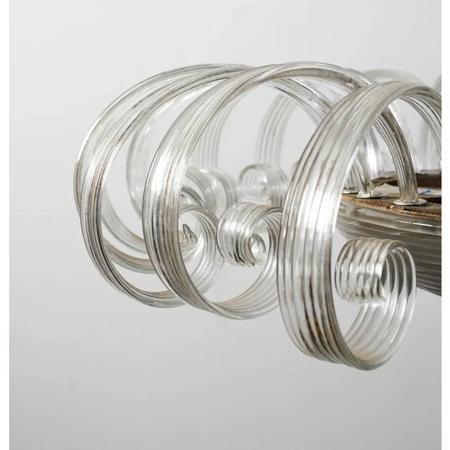 Pendant Lamp, Murano Barovier & Toso Factory 1950s Technique: Clear, ribbed glass with bubble-embellished bowl, brass and...