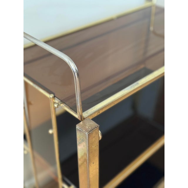 Late 20th Century Vintage Gold-Tone Metal and Plastic Three-Tier Bar Cart For Sale - Image 5 of 12