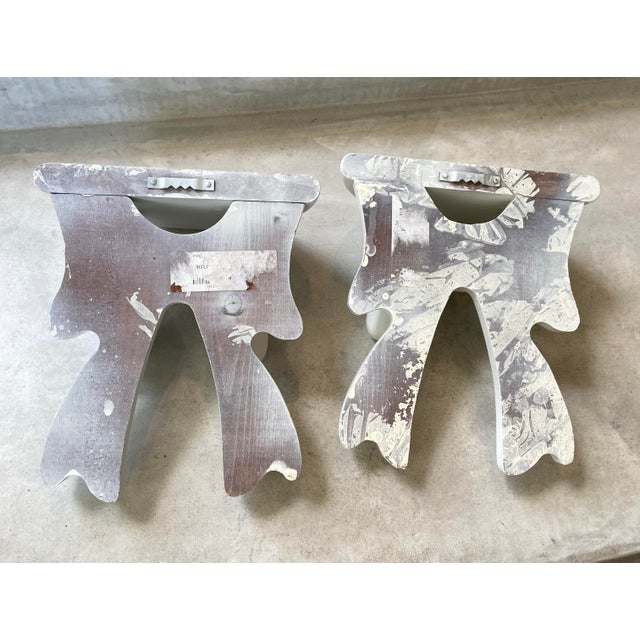 White 1980’s Pair Painted Wooden Bow Shelves For Sale - Image 8 of 11