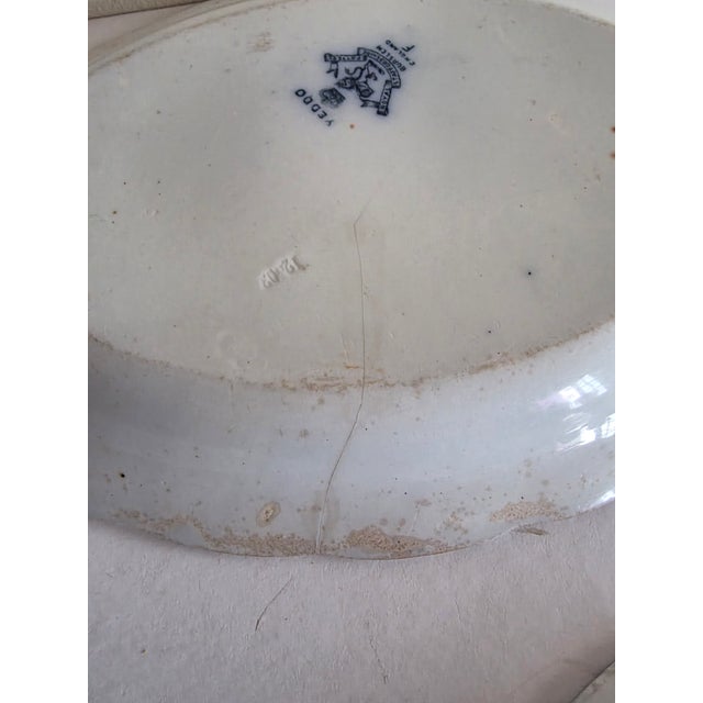 English Three Blue and White Antique Plates For Sale - Image 3 of 11