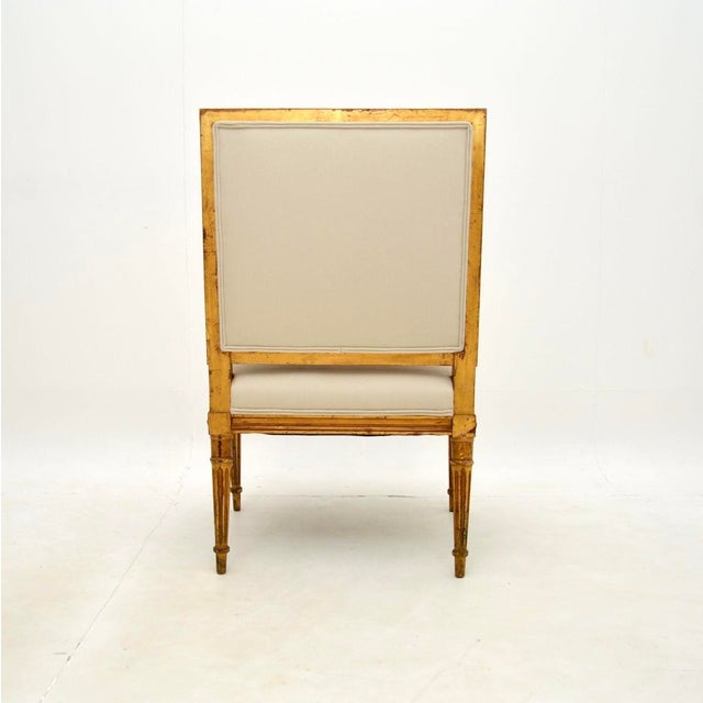 Antique French Carved Giltwood Armchair, 1860s For Sale - Image 6 of 11